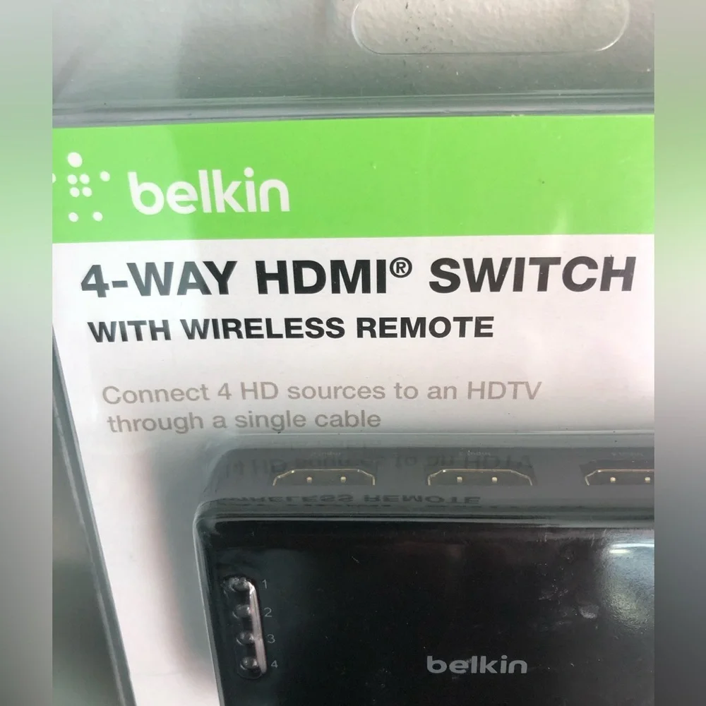 belkin 4-Way HDMI Switch in Black With Wireless Remote